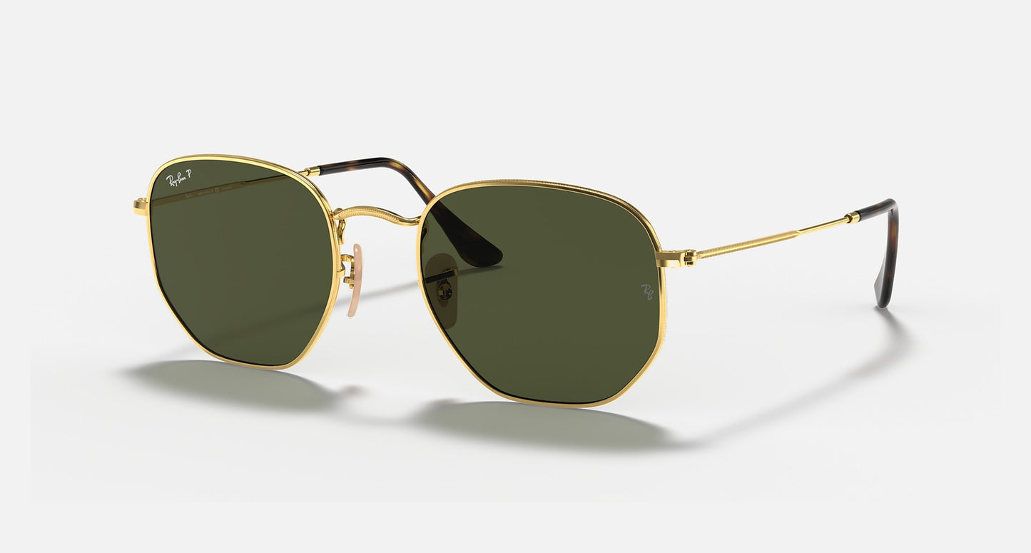 Lentes de sol Hexagonal Polarizado Dorado y verde | Ray-Ban