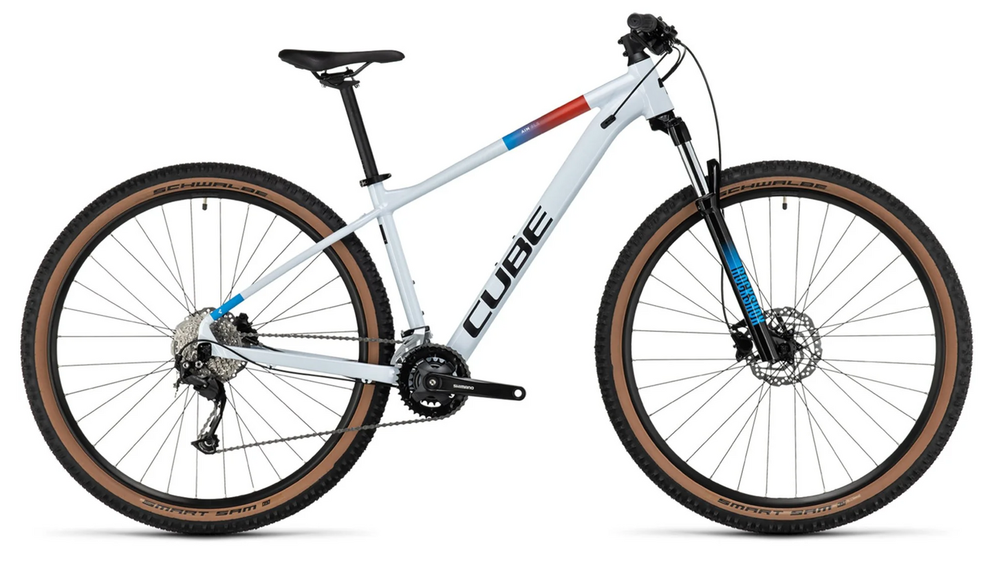 Bicicleta Cube Aim SLX White Blue & Red